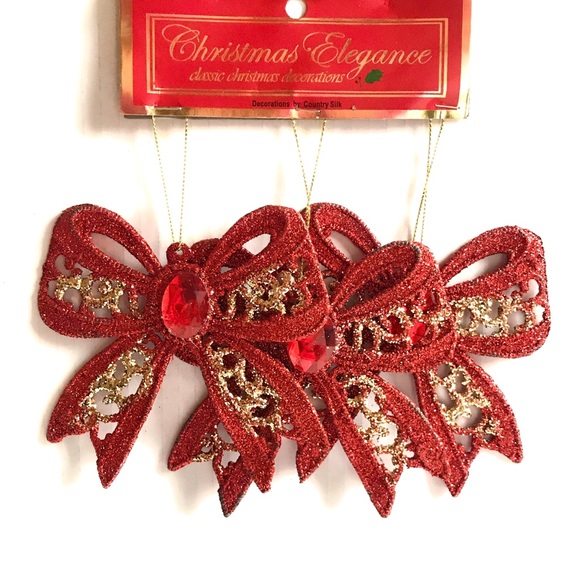 Christmas Elegance Other - 3 Christmas Bow Tree Ornaments Christmas Decoration - NWT Gift 🎁